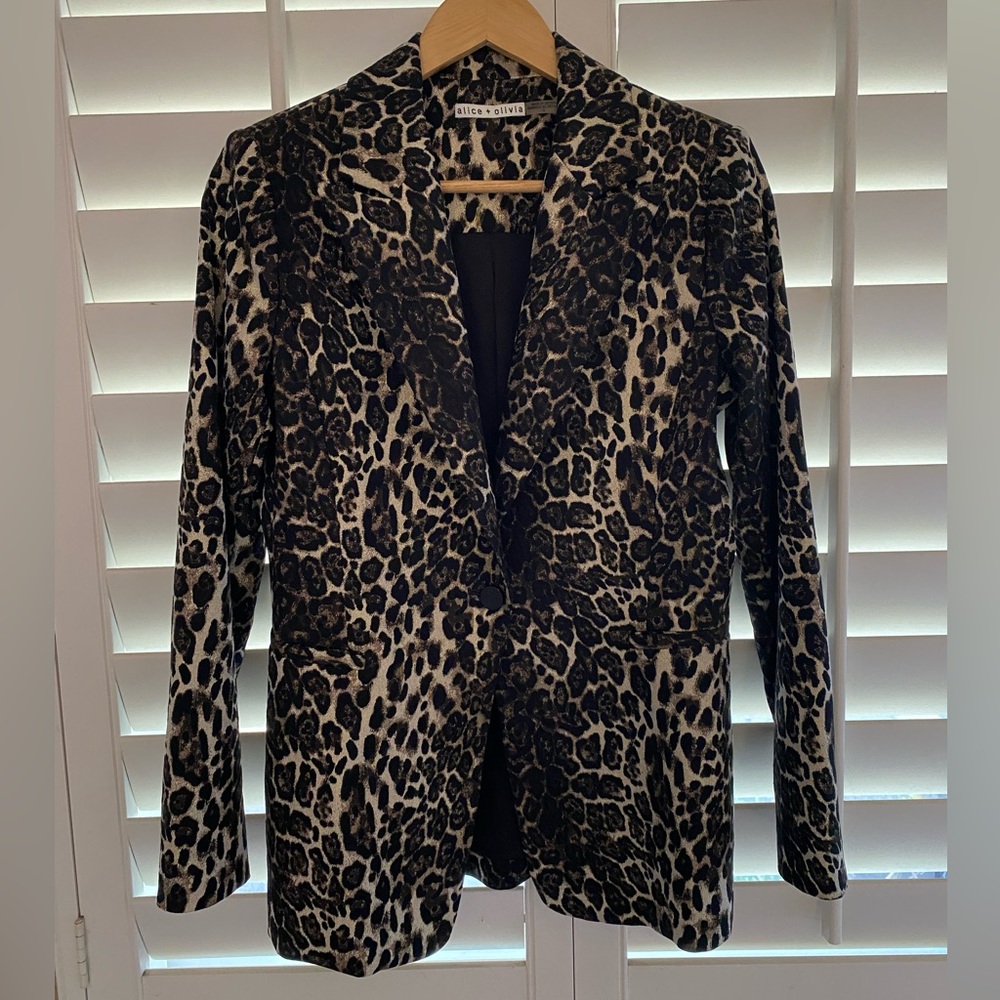 Alice and Olivia Toby Leopard Jacquared Blazer 6 NWOT - Picture 7 of 10